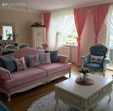 Berjer Country Fon Perde Hali Mavi Orta Sehpa Pembe Perde Salon Luks Oturma Odalari Oturma Odasi Tasarimlari Yatak Odasi Ic Tasarimi