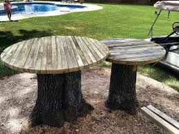 Pin By Gail Brittain On Yard Projects Stump Table Outdoor Outdoor Trees Diy Outdoor Table