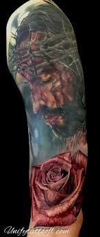Rose tattoos seem to never lose their popularity as they are chosen by both women and men worldwide. Tattoos Religious Jesus And Rose Tattoo Unify Tattoo Company