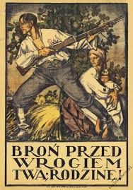 Fotografie, plakaty, obrazy i ilustracje poświęcone bitwie warszawskiej 1920 r. 1920 Bitwa Warszawska Plakat Autor Nieznany Bron Przed Wrogiem Twa Rodzine Stylowy Dwor