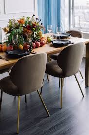 A Holiday Tablescape Atop An Interior Define Custom Dining Set Featuring Velvet Dylan Chairs And The Hayes Table Custom Dining Tables Dining Dining Set