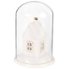 Statuette Maison En Porcelaine Sous Cloche En Verre H12 Maisons Du Monde Cloche En Verre Maison Du Monde Deco Blanche