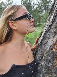 Corrente de óculos com pedra preciosa de ônix: suporte para óculos com  contas