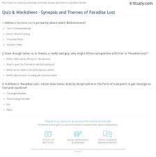 Quiz Worksheet Synopsis And Themes Of Paradise Lost Study Com