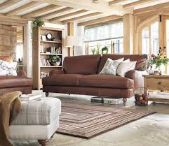 Large Light Living Room With Wood Beams Argos Brown Leather Sofa And Oak Furniture Brown Living Room Brown Walls Living Room Brown Sofa Living Room