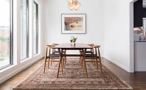 Measure the diameter of the table + add the width of 2 chairs to get the perfect rug size. Rug Sizes Rug Size Guide Nw Rugs Furniture