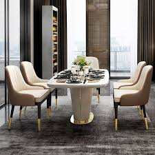 Red barrel studio® black faux leather seat solid wood dining bench, brownfaux leather/upholstered/leather in black/brown | wayfair wayfair $ 229.99. Modern 63 Marble Rectangular Pedestal Dining Table Pu Leather Stainless Steel In Gold Luxury Dining Tables Faux Leather Dining Chairs Dining Table Marble