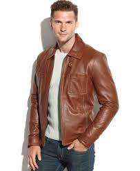 Kenneth Cole Full Zip Leather Jacket Coats Jackets Men Macy S Leather Jacket Outfit Men Leather Jacket Leather Jacket Men