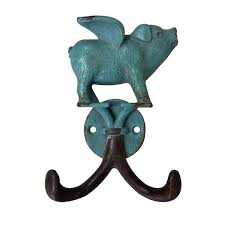 Assorted Pewter Flying Pig Wall Hook By Studio Decor Studio Decor Quirky Decor Wall Hooks
