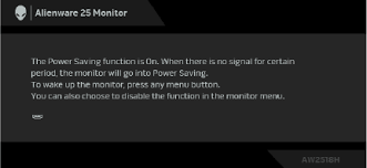 Disable sleep mode when external display is connected. Dell Alienware 25 Gaming Monitor Aw2518h User S Guide User Manual En Us