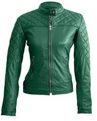 Leather Skin Women Green Quilted Genuine Leather Jacket Green Leather Jackets Genuine Leather Jackets Jackets For Women