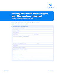 Pilihan tambahan untuk aktiviti lasak. Fillable Online Borang Tuntutan Kemalangan Dan Kemasukan Zurich Insurance Fax Email Print Pdffiller