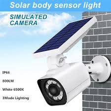 3 Modes Simulation Monitoring Fake Camera Solar Powered Motion Sensor Security Light Outdoor 800 Lumens 8 20 Led Spotlight 5w Solar Lights Wireless Solar Flood Light For Porch Garden Patio Driveway With Red