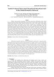 Nama jurusan/program studi dan diikuti alamatnya; Pdf Analisis Frekuensi Kata Untuk Mengekstrak Kata Kunci Dari Artikel Ilmiah Berbahasa Indonesia