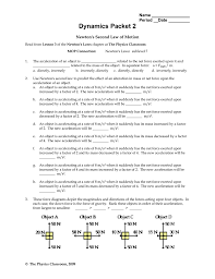 Dynamics Packet 2 Name Period Date