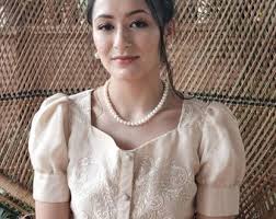 Modern Filipiniana, Pinya Cocoon, Philippine Fabric, Formal Wear,  Embroidered Top, for Mom, Filipino Wedding Wear, for Her, Barong Tagala