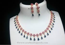 Imitation Blue Stone Necklace From Rs Designs South India Jewels Gold Necklace Indian Bridal Jewelry Gold Fashion Necklace Gold Jewelry Stores