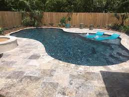 Mandeville Silver Travertine Pool Deck Crystal Pools And Spas Travertine Pool Decking Travertine Pool Pools Backyard Inground