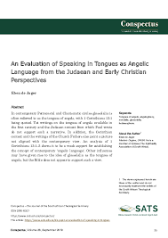 Pdf An Evaluation Of Speaking In Tongues As Angelic Language From The Judaean And Early Christian Perspectives Eben De Jager Academia Edu