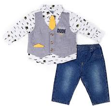 Little Lass 3 Pc Little Dude Mock Set Baby Boy