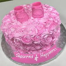 Baby shower fondant cakes can be classy and elegant or fun and casual. Pink Shoes Custom Baby Shower Cake Gourmet Desserts Nj Local Bakery
