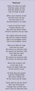 Imagine Dragons Demons Part 1 Speaks To Me On A Personal Level If My Life Had Its Own Soundtrack Pinterest Letras De Canciones Letra De Musica