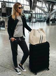 Air Port Style Leather Jacket Converse Sneakers Comfy Travel Outfit Summer Airplane Outfit Flight Outfit