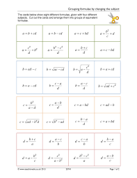 Grouping Formulae By Changing The Subject Midpoint Formula Algebra Formulas Relationship Worksheets