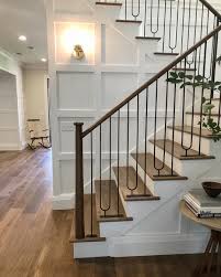 Entry Goals By Ehdportlandproject This Weekend Absolutely Love The Board And Batten With The Detailed Iro Rustic Stairs Farmhouse Stairs Stair Railing Design