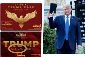 This is an official 2019 donald trump original genuine 23 karat gold sculptured trading card. Trump Urges Supporters To Buy Misspelled Membership Cards With Image Resembling Nazi Logo Salon Com