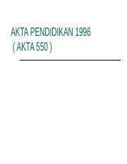 … slideshare uses cookies to improve functionality and performance, and to provide you with relevant advertising. Akta Pendidikan 1996 Ppt Akta Pendidikan 1996 Akta 550 Akta Pendidikan Bab 8 U2013 Pendidikan Khas 40 Menteri Hendaklah Mengadakan Pend Khas Di Sekolah Course Hero