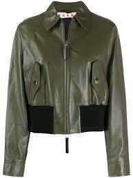 Marni Leather Bomber Jacket Farfetch Green Bomber Jacket Leather Bomber Jacket Leather Bomber