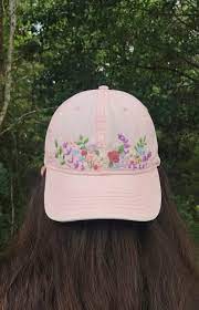 Hand Embroidered Light Pink Baseball Cap Pink Baseball Cap Hand Embroidered Light Pink