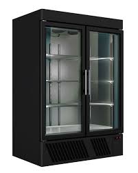 Check single door fridge prices in india these appliances are available in different styles and with varying capacities so all homes can enjoy fresh food and chill with a few refreshing drinks, anytime they wish. Under Mounted Black Color Refrigerated Freezer Cabinet With 2 Glass Doors Bambas Frost Commercial Refrigerators