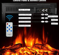 22.5" Electric Fireplace Insert Freestanding & Recessed Heater Log Flame  Remote