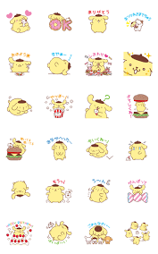 Pompompurin S Chowtime Sticker For Line Whatsapp Android Iphone Ios Line Sticker Printable Stickers Stickers