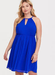 Blue Halter Neck Chiffon Dress In 2020 Plus Size Cocktail Dresses Blue Halter Dress Graduation Dress Plus Size