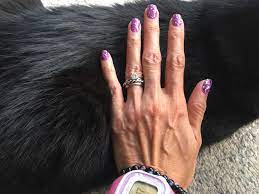 First time with sparkly purple! Purple Glitter Sns Nails Lol Cat Not Included Nails