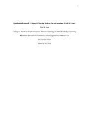 The research paper on research critique, part 1. Msn 600 Template For Qualitative Research Article Critique Paper 2020 Docx 1 Qualitative Research Critique Of Nursing Student Narratives About Medical Course Hero