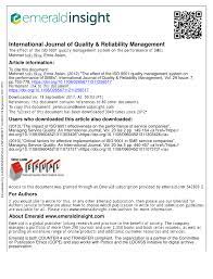 The adoption of a quality management system is a strategic decision for an organization that. Pdf The Effect Of The Iso 9001 Quality Management System On The Performance Of Smes