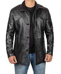 Mens Premium Black Leather Coat 3 4 Length Black Leather Jacket Men Leather Jacket Men Mens Leather Coats