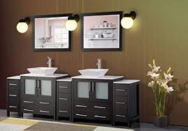 84 inch large double sink vanity with baltic brown granite $3,079.00 $2,369.00 sku: Amazon Com Vanity Art 96 Inch Double Sink Bathroom Vanity Set 2 Shelves 13 Dove Tailed Drawers Quartz Top And Ceramic Vessel Sink Bathroom Cabinet With Free Mirrors Va3130 96 E Kitchen Dining