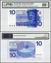 5 eur, 10 eur, 20 eur, 50 eur, 100 eur, 200 eur and 500 eur. Netherlands 10 Gulden Banknote 1968 P 91b Pmg 69