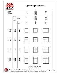 operating casement window size chart from brown window