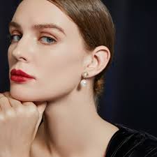 Luxusní náušnice s bílou perlou a zirkony Jeanne