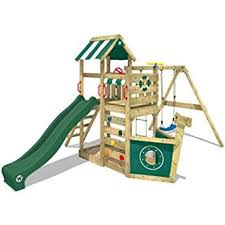 Wickey Spielturm Multiflyer Kletterturm Spielplatz Garten Mit Schaukel Rutsche Und Kletterwand Grune Rutsche Gr In 2020 Wickey Spielturm Schaukel Rutsche Spielturm