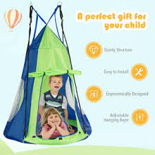Includes safety swivel, suspension kit. Costway Sp37081color 40 Kids Hanging Chair Swing Tent Set Hammock Nest Pod Seat