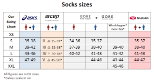 asics socks size chart