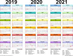 Pdf kalender islam 2021 m. 2019 2020 2021 Calendar 4 Three Year Printable Pdf Calendars Catch Calendar Printables Calendar Template Print Calendar