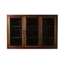 Meuble vitrine bois, aspect chêne clair. Vitrine Basse En Bois 3 Portes Fabrication Espagne Brin D Ouest